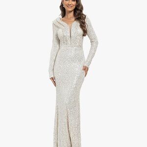 Elegant White Sequin Gown
